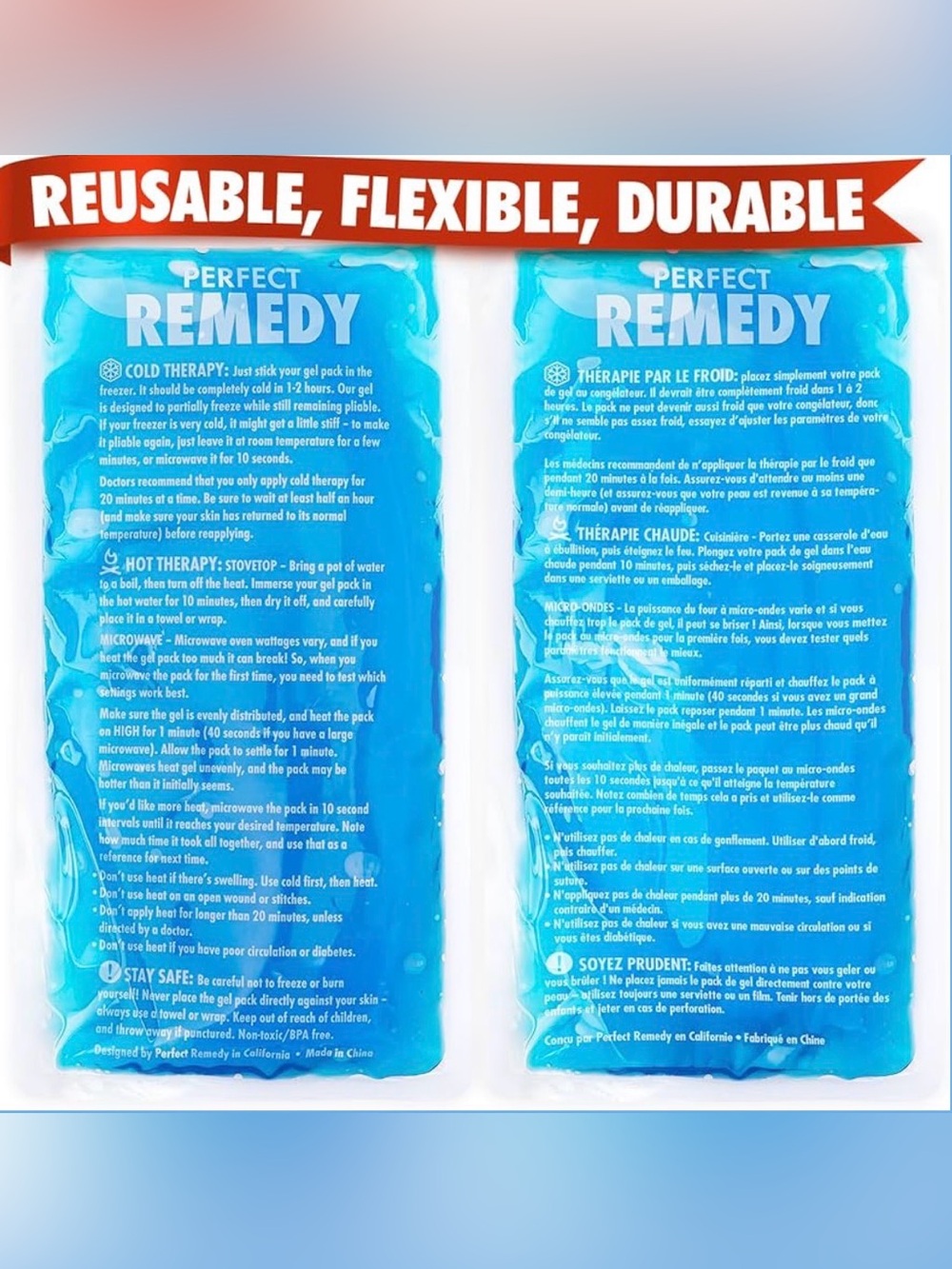 2-Pack Gel Ice Packs for Injuries Reusable, Hot & Cold Pack that’s Durable